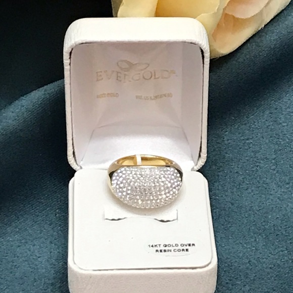 ✨Crystal Dome Ring✨Evergold 14K Yellow Gold Resin✨ - Picture 3 of 8